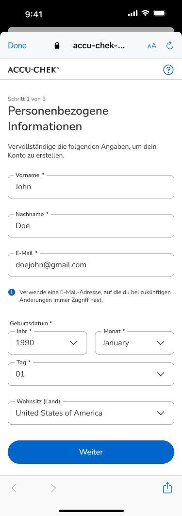 02 - Register- Personal information filled