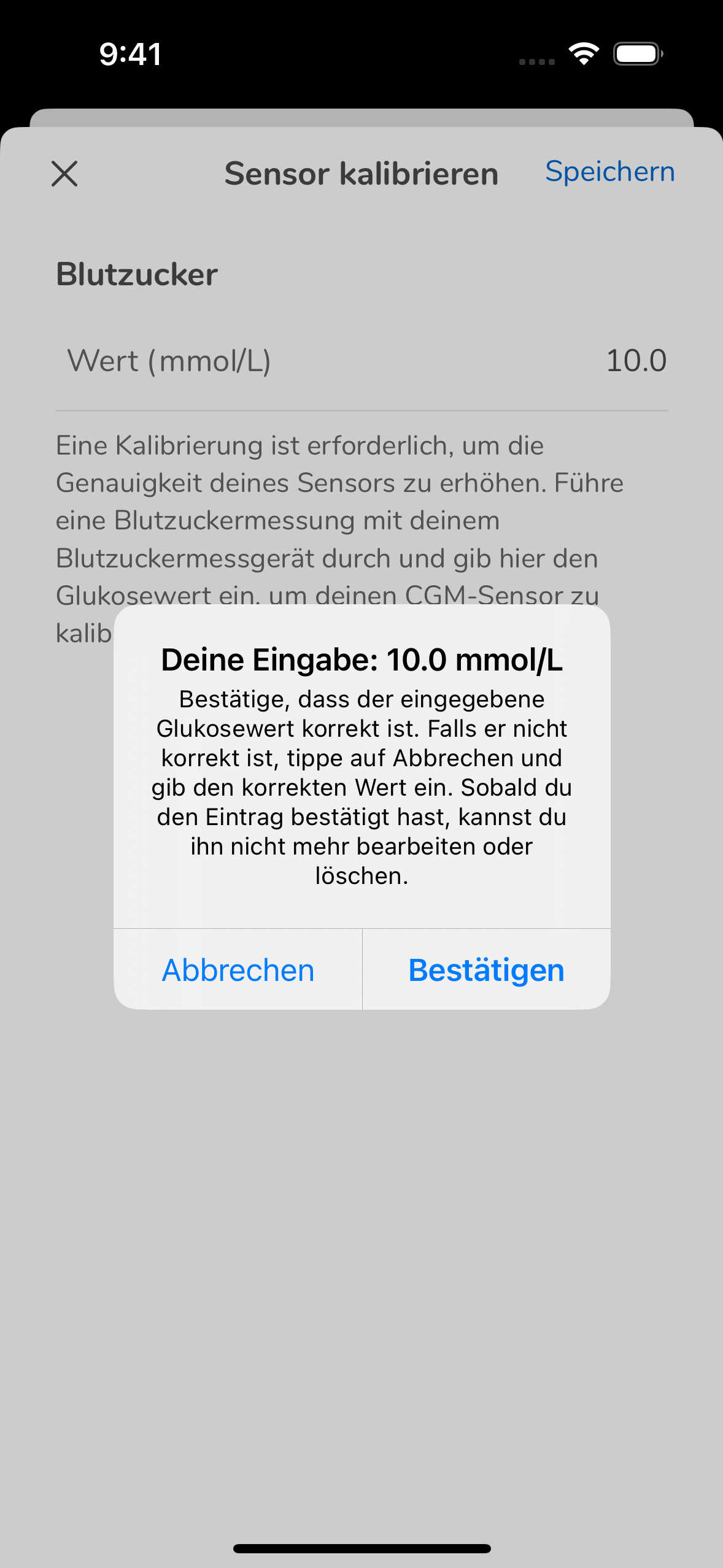 06_05_Calibrate save confirmation_Mmoll