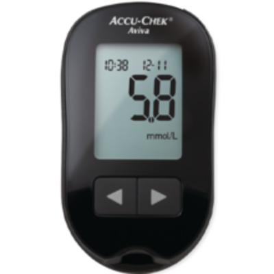 Das Bild zeigt das Accu-Chek Aviva Blutzuckermessgerät, das für Menschen mit Diabetes entwickelt wurde.